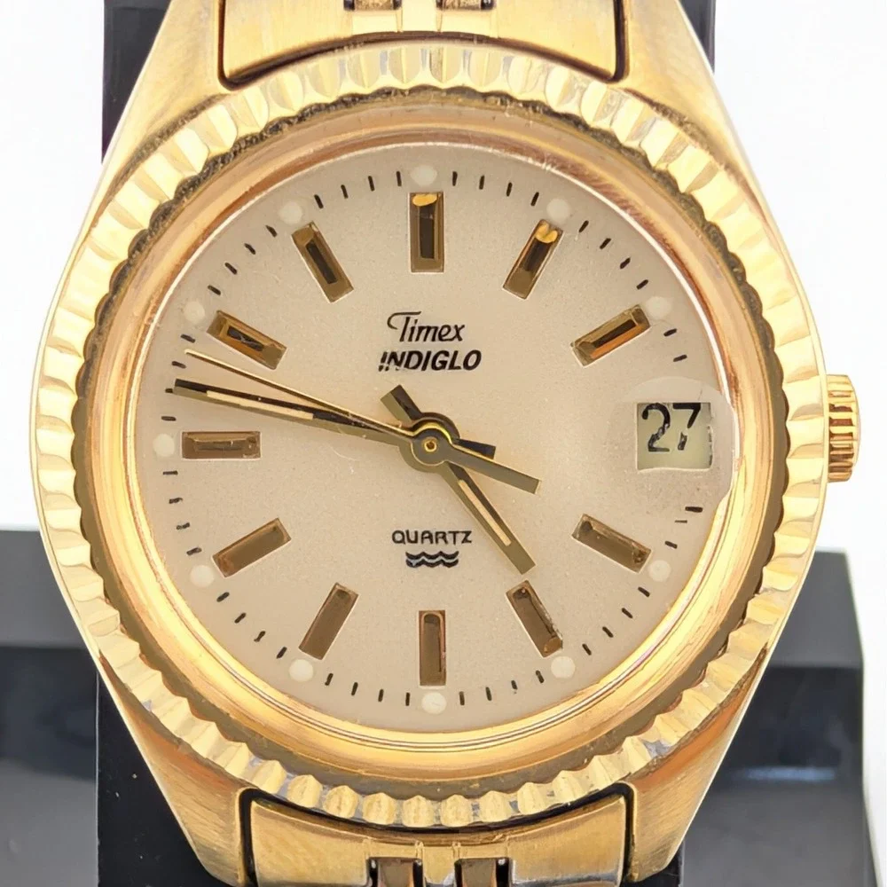Timex Women's Gold Tone Bracelet Watch with Cream Dial